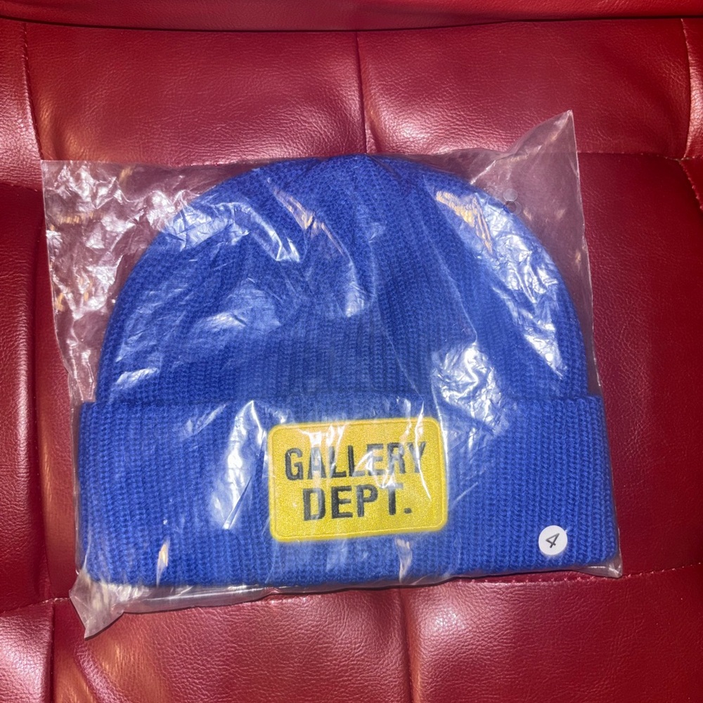 Gallery Dept Blue Knit Hat with Yellow Patch - Picture 5 of 5